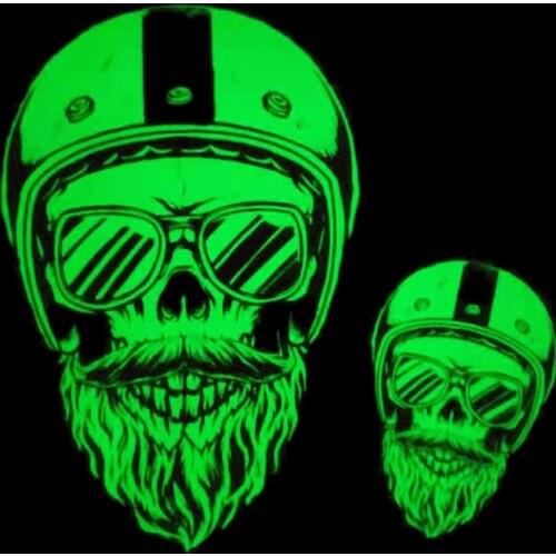 Bikers Skull Patches Noctilucent Stickers for Clothes Thermal Transfer Printing Pattern DIY Decoration Luminous Style Punk Patch