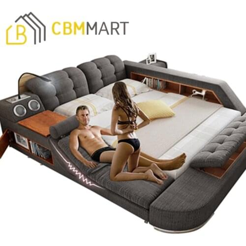 Bedroom Furniture Fabric Bed with Massage Function