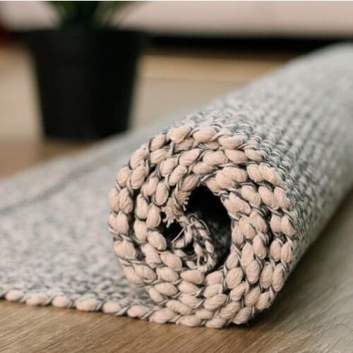 Thick Retro Hand Woven Cotton Linen Carpet Rug Kilim Bedside Rug Floor Mat for Living Room Bedroom Carpet Tassel Home Decor