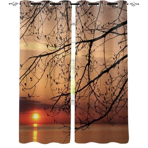 The Scenery Sunset Twilight Branches Window Curtains Home Decor Living Room Curtains Bedroom Kitchen Items Door Curtains