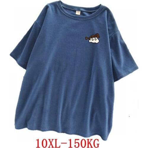 Large size womens T-shirt plus size 7XL 8XL 9XL 10XL summer round neck short sleeve loose black and white red big T-shirt top