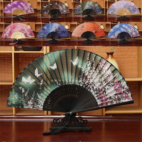 Vintage Folding Fan Chinese Japanese Style Classical Dance Fan Translucent Dance Party Decor