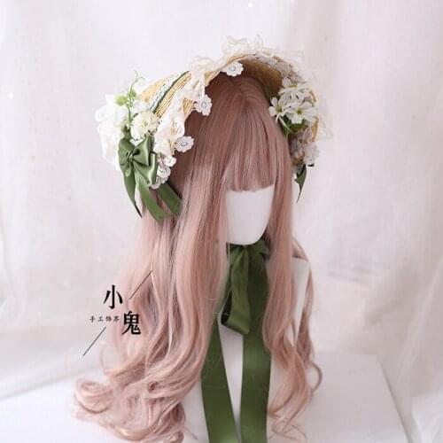 10 Colors Straw Hat Flat Hat Lolita Handmade Gorgeous Elegant Tea Party Pastoral Multi-Layer Lace Bonette Bnt Bb Hat