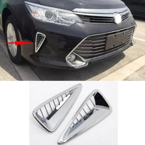 2pcs ABS Chrome head Front grill AC Outlet Air Vent Cover trim For Toyota Camry 2015-2017 Car Styling Accessories