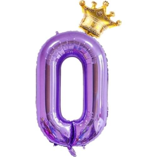 2pcs Gold Crown Purple Number Balloon Birthday Wedding Party Decorations Foil Balloons Kid Boy toy Baby Shower