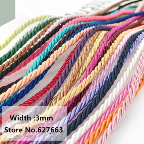 3mm diameter Twisted Rope Three Strands of Cord for Cushion Pillow Bag Sofa Chair Decorative Accessories 10yards/lot