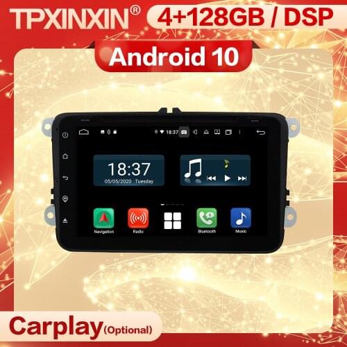 4+128G Carplay 2 Din Android Stereo Receiver For VW Volkswagen PASSAT B5 MK5 GOLF POLO MK6 MK7 Wifi Radio Audio Player Head Unit