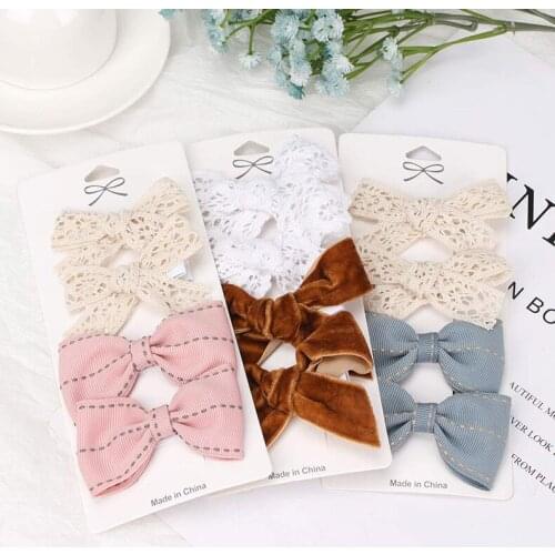 4 Pcs/Set Baby Hair Clips Ribbon Bows Kids Girl Hair Clips Princess Children Barrettes Clips Baby Hair Accessories Headwear