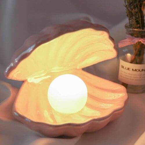 40# Dream Shell Light With Pearl Creative Romantic Atmosphere Night Light Diy Deep Sea Shell Light Home Decor Scene Layout