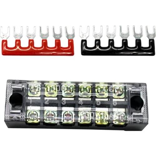 600V 15A 6 Positions Barrier Strips Dual Row Screw Electric Terminal Blocks
