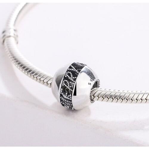 925 Sterling Silver Openwork Merry Christmas Charm Written With Exquisite Beaded Text Bracelet DIY Jewelry Making For Pandora