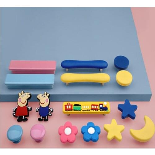 Children Room Cartoon Environmentally Friendly Soft Rubber Knobs Moon Star Wardrobe Handle Garden Door Handle Cabinet Handles
