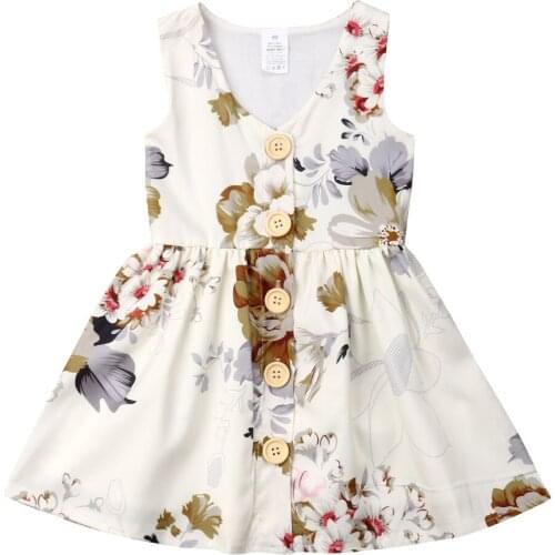 Toddler Kids Baby Girls Floral Dress Summer Casual Princess Party Tutu Dresses 0-5T