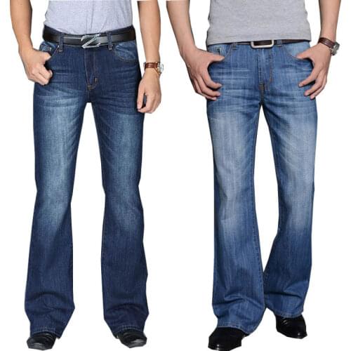 Jeans Men 2020 Mens Modis Big Flared Jeans Boot Cut Leg Flared Loose Fit high Waist Male Designer Classic Blue Denim Jeans