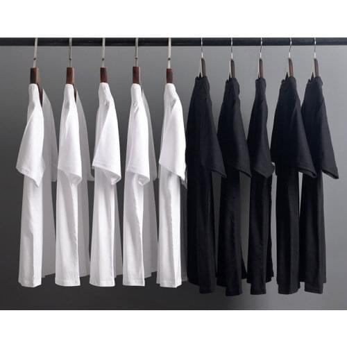 Summer Fashion Soft and Comfortable T Shirts Daily Casual 100% Cotton Short Sleeve O-Neck Tee Shirt Black White