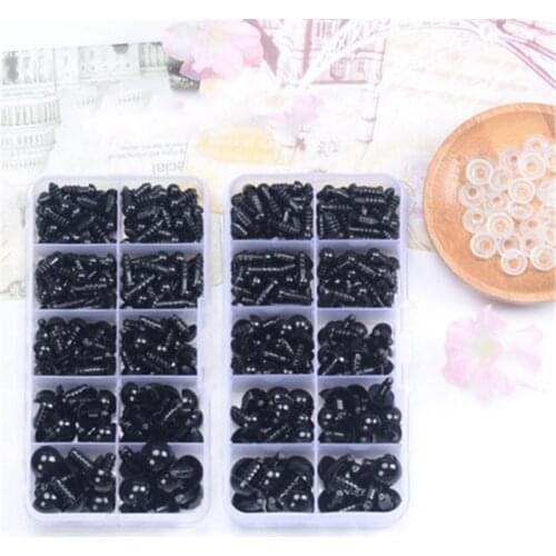 142pcs 6-12mm Black Plastic Craft Safety Eyes for stuffed Animal Doll DIY Toy
