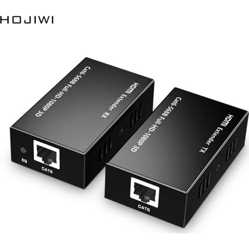 HOJIWI HDMI-compatible Extender Converte Over signle RJ45 cat5e Cat6 Ethernet HDMI Sender & Receiver for PC Laptop DVD AD20