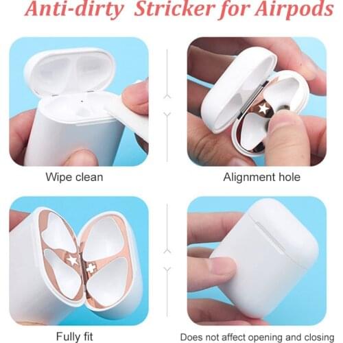 HEVARAL Anti-Dirty Sticker For Airpods 2 Metal Dust Guard sticker For i10 i20 i30 i60 i80 i100 TWS