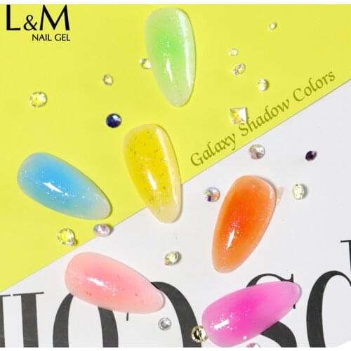 IDO 6bottle Set Gelpolish Galaxy Shadow Series Newest Soak Off Gel Polish Glitter 6 Color Gel Nail Salon Top and Base Coat nails