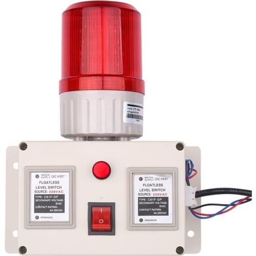 Water Level Indicator Alarm Water Level Alarm Sensor Waterline Indicating Alarm Low and High with Silencer Switch Volume Control