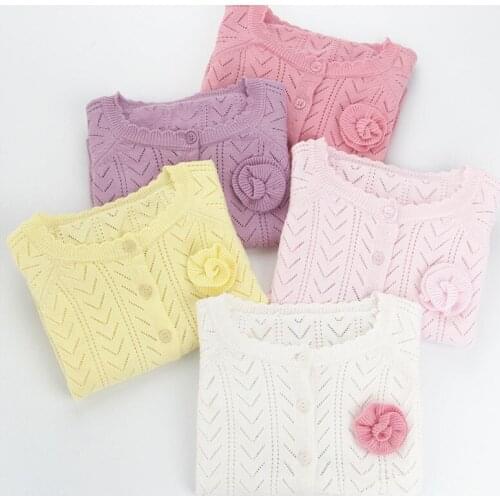 Baby Girls Cardigan Sweaters Cotton Thin Long Sleeve Kids Girl Cardigan Spring Summer Knitting Jacket RT556