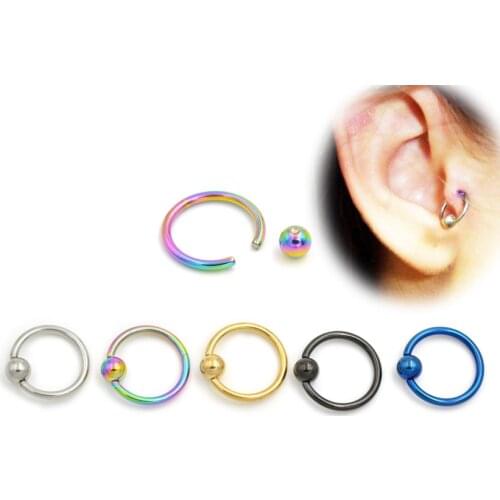 2pcs 16G Gold Black Titanium Captive Bead Hoop Ring Navel Tragus Helix Rings Lip Labret Nose BCR Body Piercing Jewelry