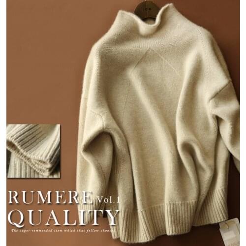 Korean Version of The New Double-Thick Loose High-Necked Cashmere Sweater Womens Cashmere Pullover Sweater Sweater Jacket