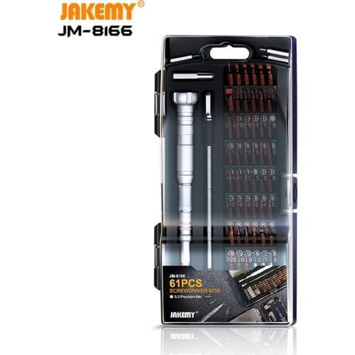 JAKEMY JM-8166 Original 61 in 1 Precision Screwdriver Set S2 Bits Repair Hand Tool Kit for Mobile Phone PC TV Tablet Electronics