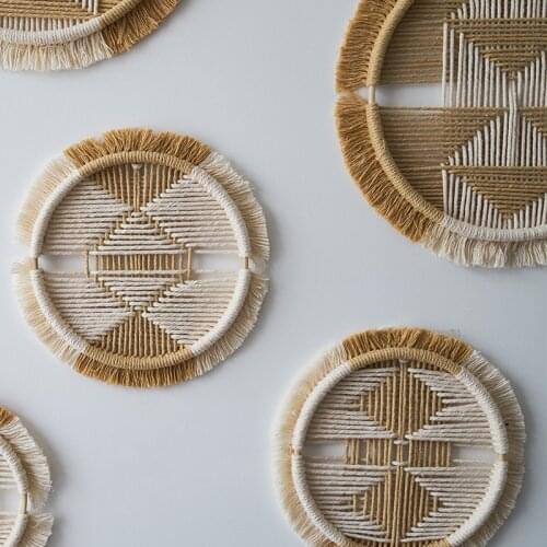 A Set Boho Decor Macrame Wall Hanging Cotton Woven Creative Round Tapestry Mandala Restaurant Wall Tapestry Home Decor