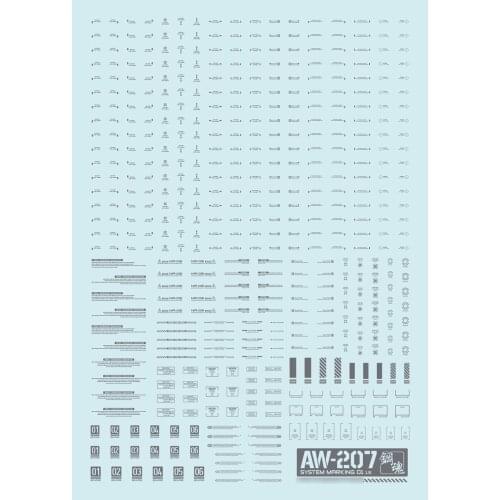 Detail-up Decal (for 1/144 & 1/100 Scale Gundam Model ) AW207 Dark Grey Modeling Upgrade Kits