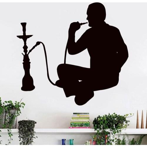 Hookah Wall Stickers Smoking Arabic Cafe Shisha Art Decor Vinyl Shop Window Wall Decal Living Room Decoration Accessories 890