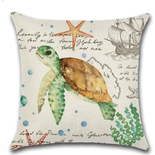 New Style Marine Animal Pillow Cover Turtle Jellyfish Whale Tropical Fish Linen Digital Print Coreless