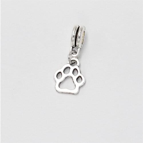 Wholesale Bulk 12pcs Dog Paw Print Charms Beads Suitable for Womens Bracelet Necklace Pendants Jewelry Making