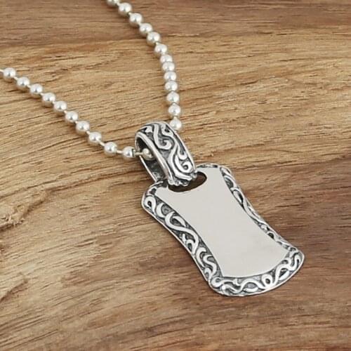 Wholesale S925 Sterling Silver Jewelry Retro Thai Silver Men And Women Fashion Glossy Mirror Lettering Pendant