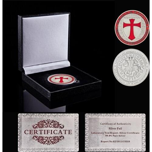 Masonic Freemason Mason Exchange Red Knights Templar Crusaders Commemorative Silver Coin W/ Box