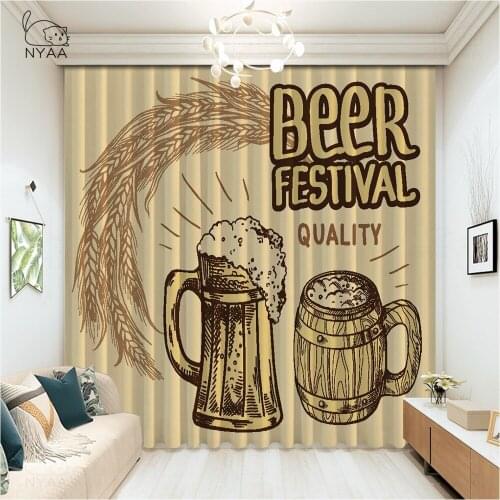 Beer Party Poster Design Curtain Window Room ChildrenS Room Kids Bedroom Curtain Door Decoration Curtains Kitchen Micro Shading