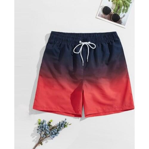 New Gradient Swimming Trunks Mens Quick Drying Boxer Short Breathable Surfing Swimmingwear Fashion Leisure Beachpants 10 colors