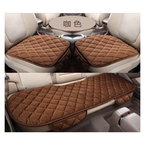 Vehicle seat cushion three-piece suit Fall and Winter fluffy backless three-piece suit non-binding anti-skid cushion warming cus