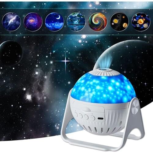 Starry Sky Projector Night Light Music Box Angle LED Lamp Chargeable Rotate Universe Ocaen Colorful Flashing Star Kids Baby Gift