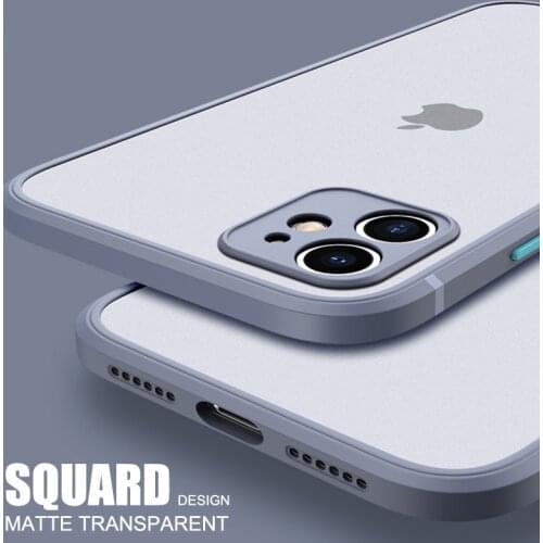 Square Bumper Transparent Case For iPhone 12 11 Pro Max X XS XR 7 8 Plus SE 2020 Case Shockproof Camera Protection Matte Cover