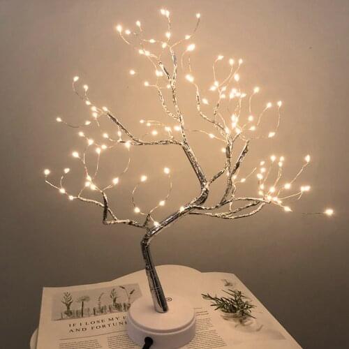Christmas Tree Fairy Lights Home Decor LED Copper Wire Night Light USB Battery Operated Bedroom Bedside Table Lamp Night Lights