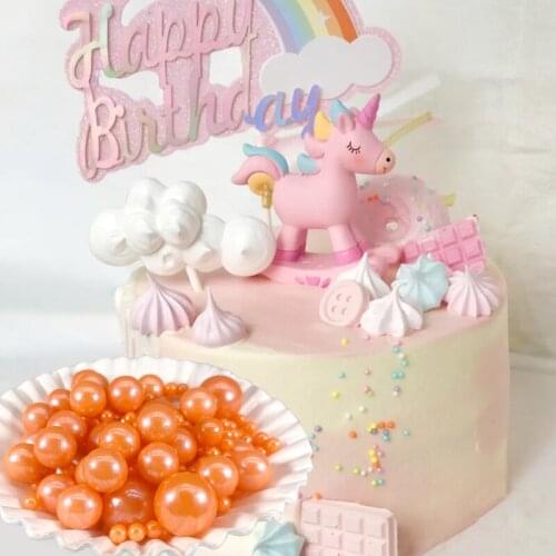 50g Edible Orange Beads Pearl Sugar Ball Fondant DIY Cake Baking Sprinkles Colorful Sugar Beads Wedding Dessert Sugar Candy Clay