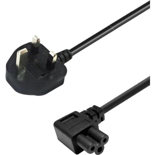 UK BS1363 Mains Plug To IEC C5 Right Angle 3pin Laptop Power Lead Cable PC Monitor Type G Adapter Extension Cord 1.5m 5ft