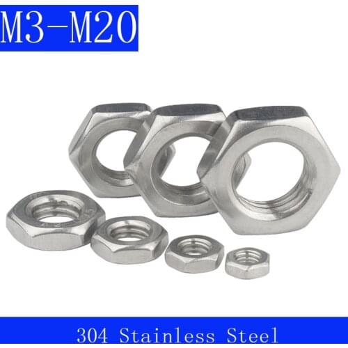 M3 M4 M5 M6 M8 M10 M12 M14 M16 M20 DIN439 304 Stainless Steel Hex Nuts Hexagon Machine Screw Nuts