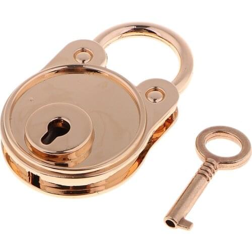 Antique Alloy Mini Padlocks with Key for Handbag Small Luggage Gold