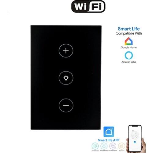 WIFI smart dimming touch switch Tuya APP remote control supports Google home smart voice control US standard wall light switch