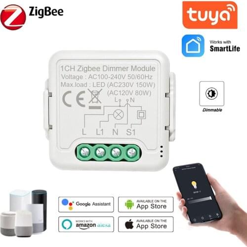 ZigBee3.0 Smart Light Switch 1/2 Gang Smart Dimmer Switch Tuya Smart Life Wireless Control With Alexa Google Gateway Required