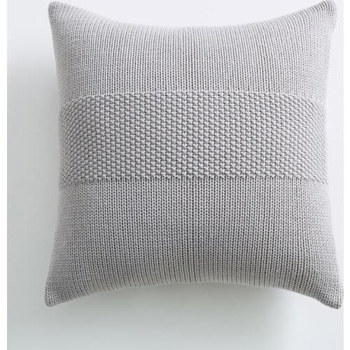 Knit Cushion Cover 45x45cm Solid Pillow Cover Cotton Pink Ivory Grey Cream Home decoration Square Pillow Case For sofa Bed