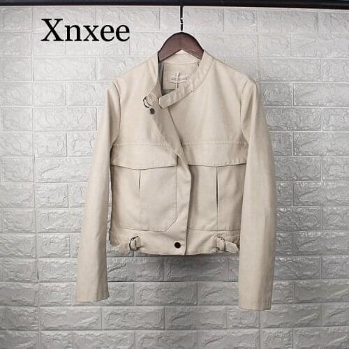 Xnxee Women's Leather Bomber Jackets