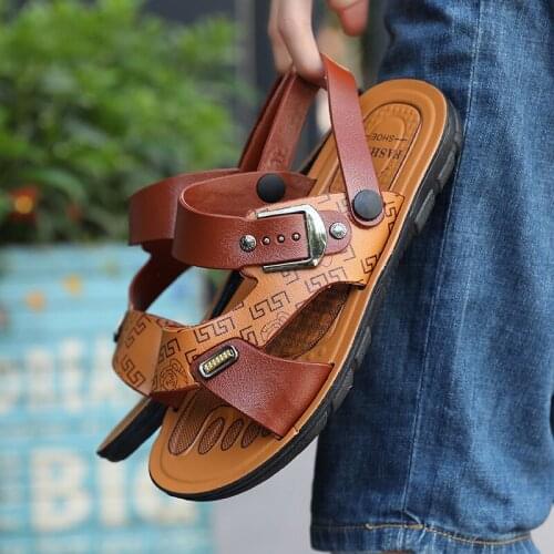 ZEEKSON Slip-on Casual Mens Hollow Sandals Mens Sandals Mens Fashion Casual Sandals Open-toe Dual-purpose Beach Shoes